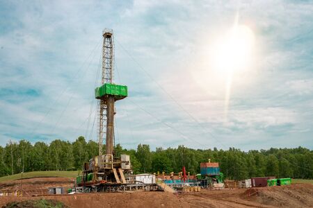 Drilling rig in oil field for drilled into subsurface in order to produced crude, inside view....