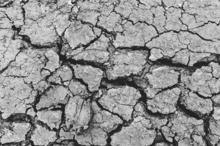 Grey arid texture of the earth with deep cracks as a sign of one of the environmental disasters -...