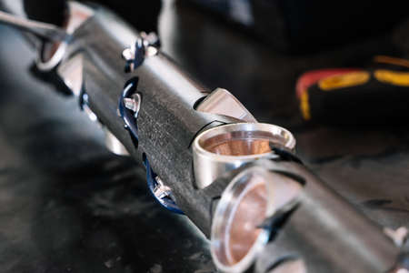 The shape charge loaded in gun and conveyed in hole on wireline to perforate casing and formation. The penetration perforating charge is consisted of the explosive, the shell and body.の写真素材