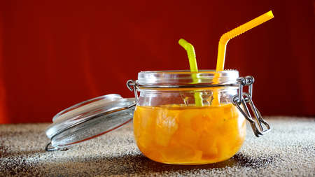Jam From Orange In A Glass Jar.の写真素材