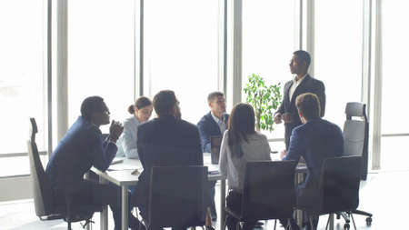 Portrait of young business team at work. Bright contemporary small creative business.の写真素材