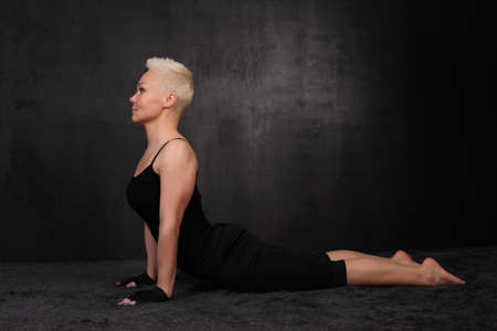 flexible girl doing yogaの写真素材