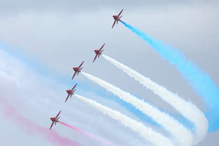 RAF air show in Tallinn, Estonia - JULY 23. Royal Air Force Red Arrows RAF Air show TALLIN  event, July 23, 2013のeditorial素材
