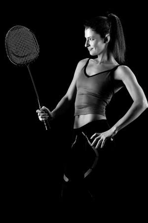 woman with badminton racketの写真素材