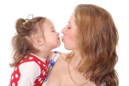 Young woman play with her daughterの写真素材