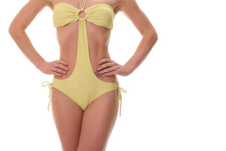 Beautiful young woman in swimsuitの写真素材