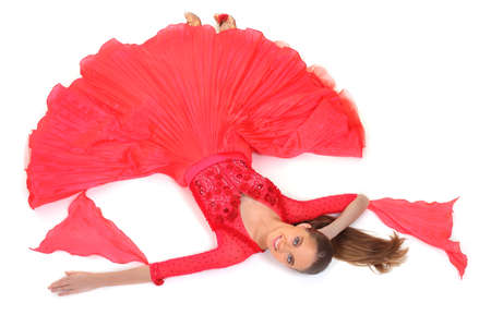 The Latino dancers in ballroom isolated on whiteの写真素材