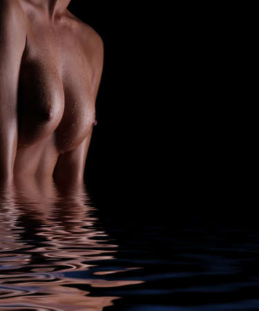 closeup of topless sexy beautiful young womanの写真素材