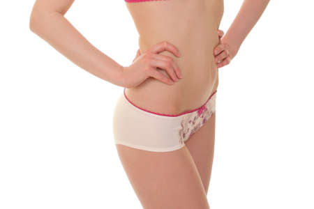 sexy white girl in underwear. on a white background