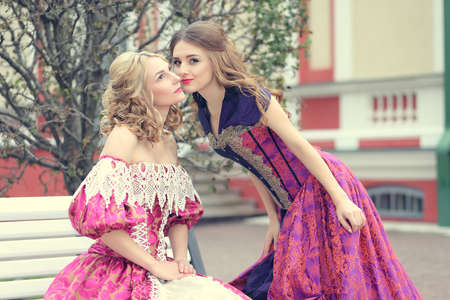 young girl in a classic ball gownの写真素材