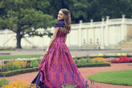 young girl in a classic ball gownの写真素材