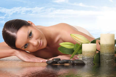 Young and beautiful woman getting spa treatmentの写真素材