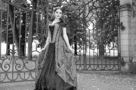 young girl in a classic ball gownの写真素材