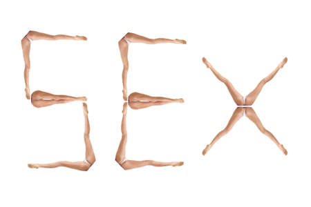 sex. Photo of legs and ass on white backgroundの写真素材