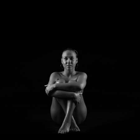 Sexy body nude woman. Naked beautiful girl.の写真素材