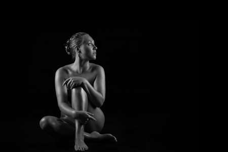 Sexy body nude woman. Naked beautiful girl.