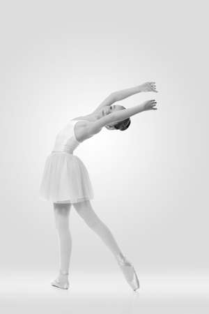 young beauty girl ballerina posing on white backgroundの写真素材