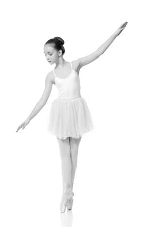 young beauty girl ballerina posing on white backgroundの写真素材