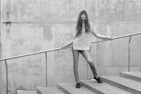 Fashion sexy young model on the streetの写真素材