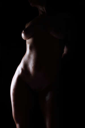 closeup of topless sexy beautiful young womanの写真素材