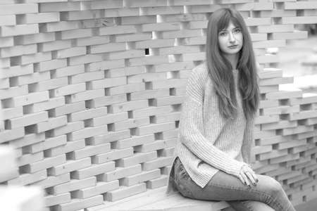 Fashion young slim model in the street