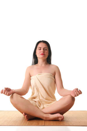 young beautiful woman after bath or spaの写真素材