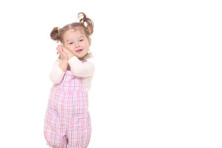 little girl child on a white backgroundの写真素材