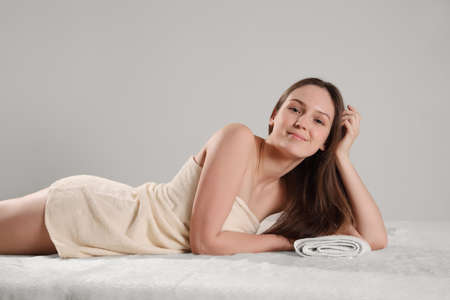 portrait of a young beautiful girl in spaの写真素材