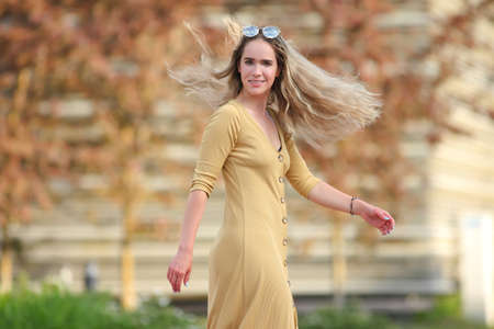 Fashion young slim model in the streetの写真素材