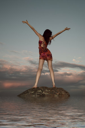 Sexy young beauty woman in short dressの写真素材