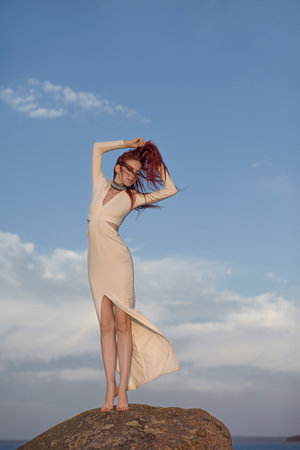 Sexy young beauty woman in white dressの写真素材