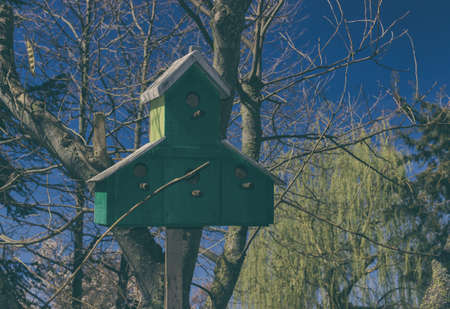 Birdhouse at city park Day Outdoorの写真素材