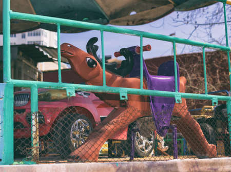 Children's carousel City Park Dayの写真素材