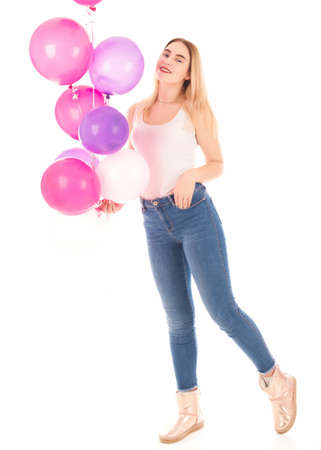 Young pretty girl with balloon, partyの写真素材