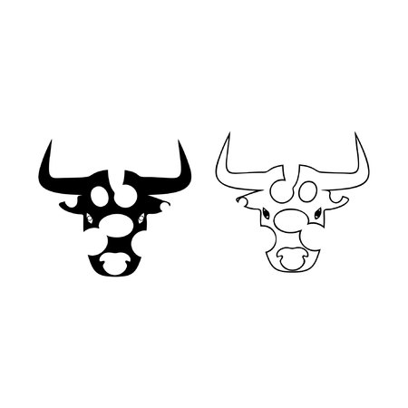 black and white bulls head iconのイラスト素材