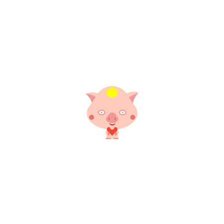 pink pig with a heart in his handsのイラスト素材