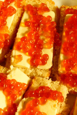 bread, butter, salmon caviarの写真素材