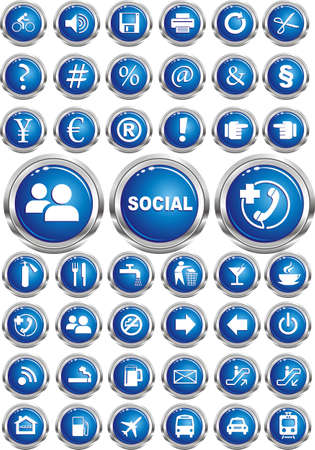 A set of thematic icons on the buttons. Medicine. Sport. Social icons. Buttons with icons on transparent background in vector formのイラスト素材