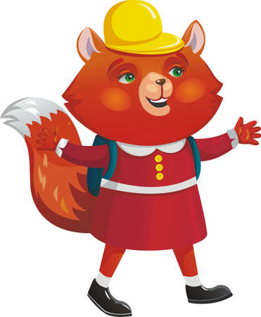 Girl Fox, a schoolgirl with a satchel on her back.のイラスト素材