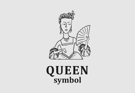 Old style sign with young queen.のイラスト素材