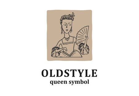 Old style sign with young queen.のイラスト素材