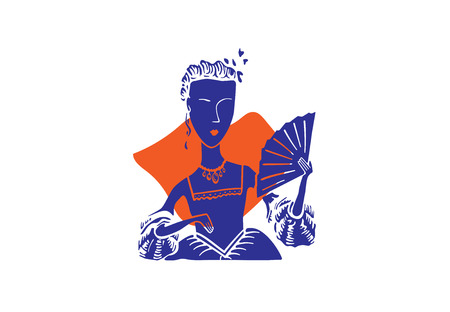 Young queen silhouette on white background.のイラスト素材