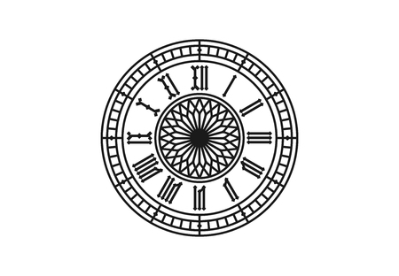 Old style clock with roman numerals. Vector illustraionのイラスト素材