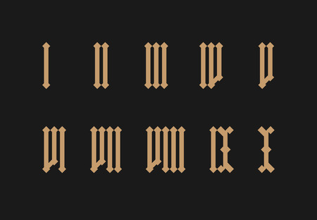 Old style isolated roman numeral set.のイラスト素材