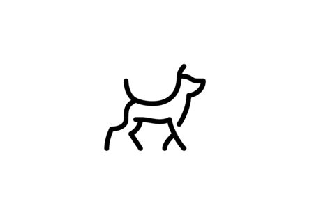 Running dog linear on white background.のイラスト素材