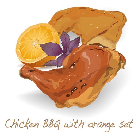 Chicken Leg Quarters BBQ isolatedのイラスト素材