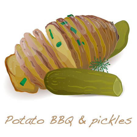 Potato BBQ vector isolated white backgroundのイラスト素材