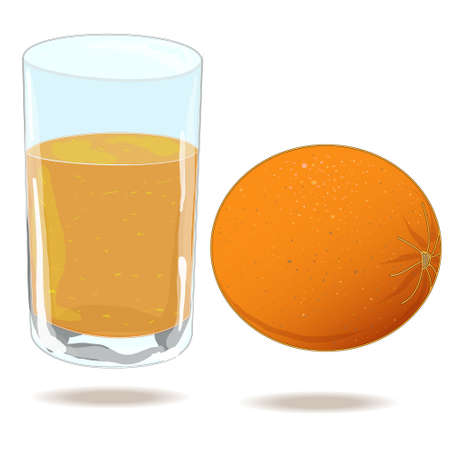 Orange juice and orange isolated on white vectorのイラスト素材