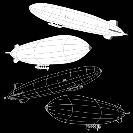 Vintage airship. Dirigible balloon. Vector illustration isolated.のイラスト素材