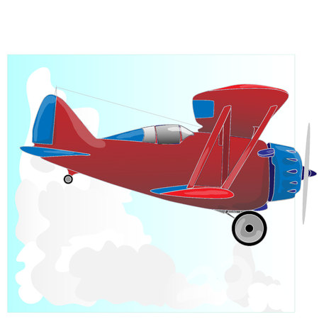A bi plane isolated on sky. Vector  illustration.のイラスト素材